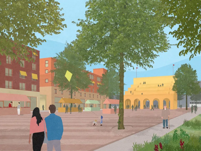 Visualisierung eines Stadtquartiers.
